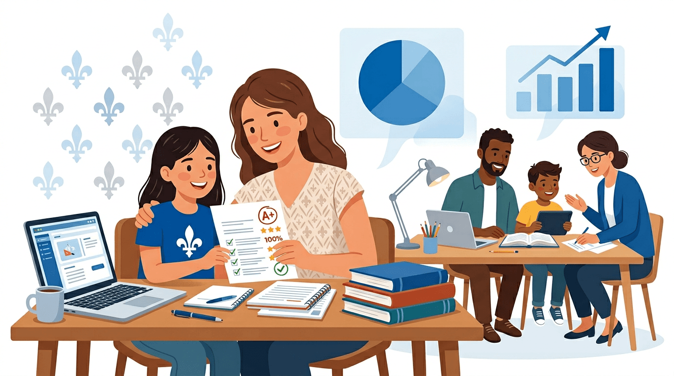 Familles québécoises bénéficiant du tutorat privé - Résultats scolaires et accompagnement personnalisé